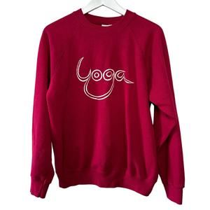 Vintage Yoga Cat Sweatshirt Hanes Crewneck Pullover 90s Large